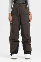 Women's Black Insulated Baggy Ski Pants With Detachable Suspenders Snow Pants