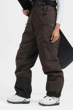 Women's Ice Blue Insulated Baggy Ski Pants With Detachable Suspenders Snow Pants