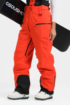 Women's Black Insulated Baggy Ski Pants With Detachable Suspenders Snow Pants
