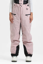 Women's Pink Insulated Baggy Snow Pants With Detachable Suspenders Ski Pants - Gsou Snow