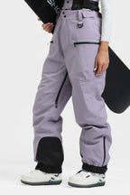 Women's Black Insulated Baggy Ski Pants With Detachable Suspenders Snow Pants