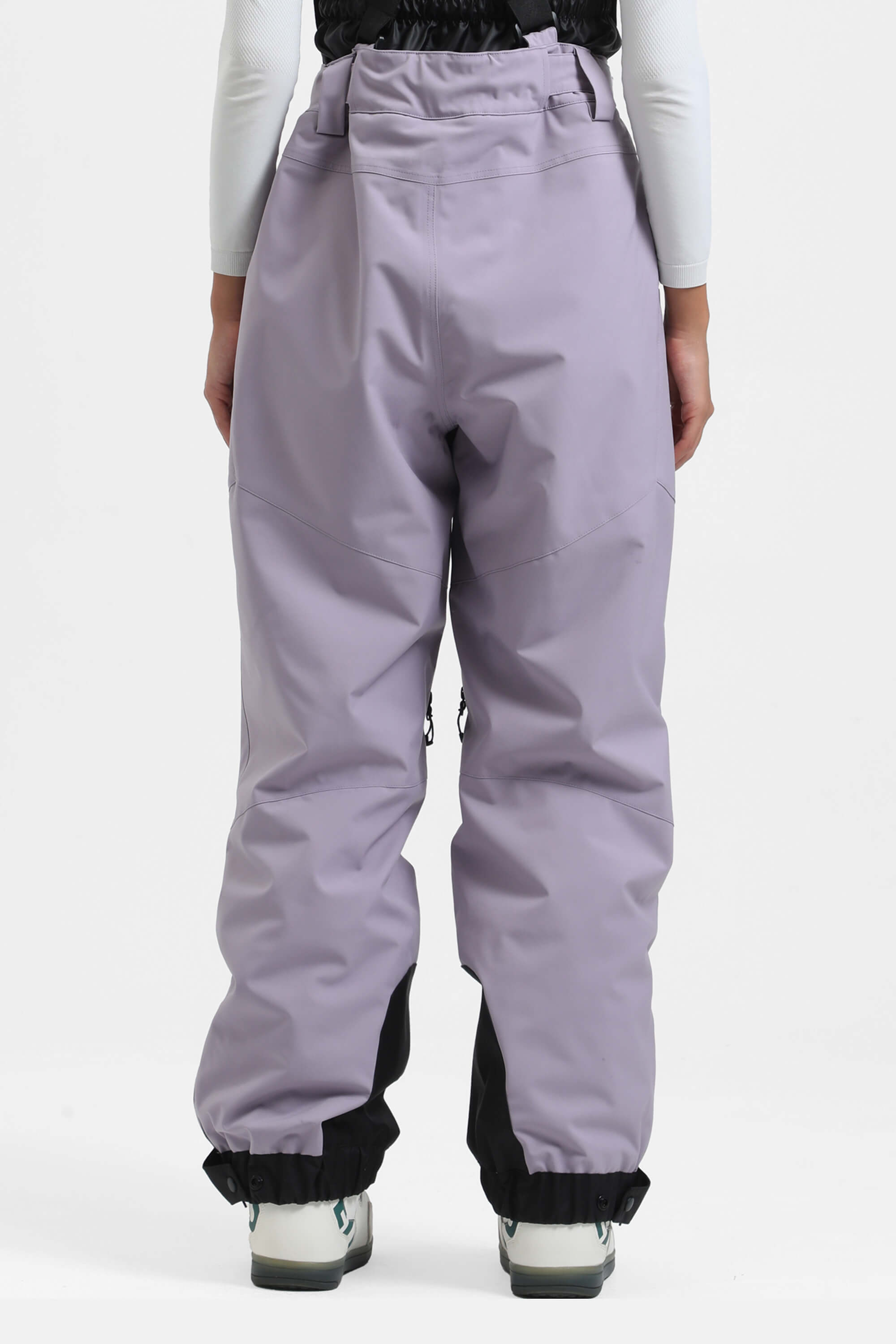 Women's Coffee Insulated Baggy Ski Pants With Detachable Suspenders Snow Pants