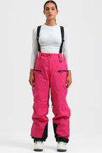 Women's Black Insulated Baggy Ski Pants With Detachable Suspenders Snow Pants