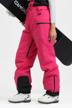 Women's Off White Insulated Baggy Ski Pants With Detachable Suspenders Snow Pants