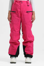 Women's Coffee Insulated Baggy Ski Pants With Detachable Suspenders Snow Pants