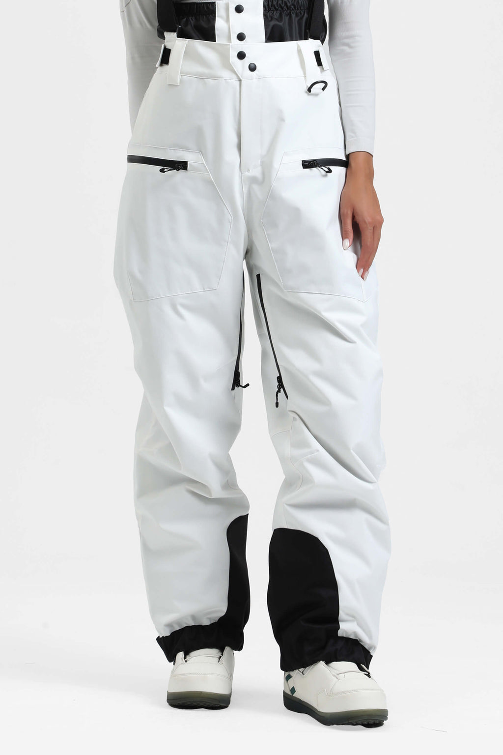 Women's Lavender Insulated Baggy Ski Pants With Detachable Suspenders Snow Pants