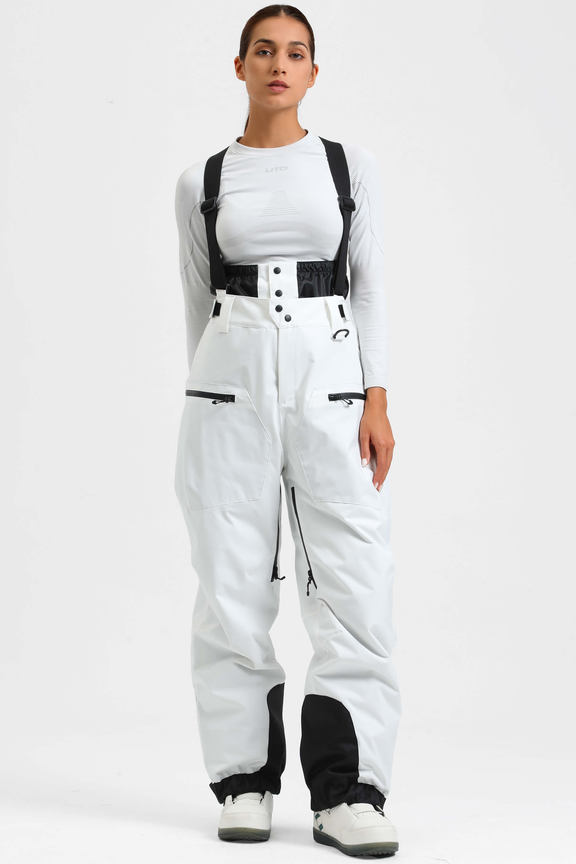 Women's Lavender Insulated Baggy Ski Pants With Detachable Suspenders Snow Pants