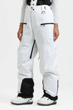 Women's Pink Insulated Baggy Snow Pants With Detachable Suspenders Ski Pants - Gsou Snow