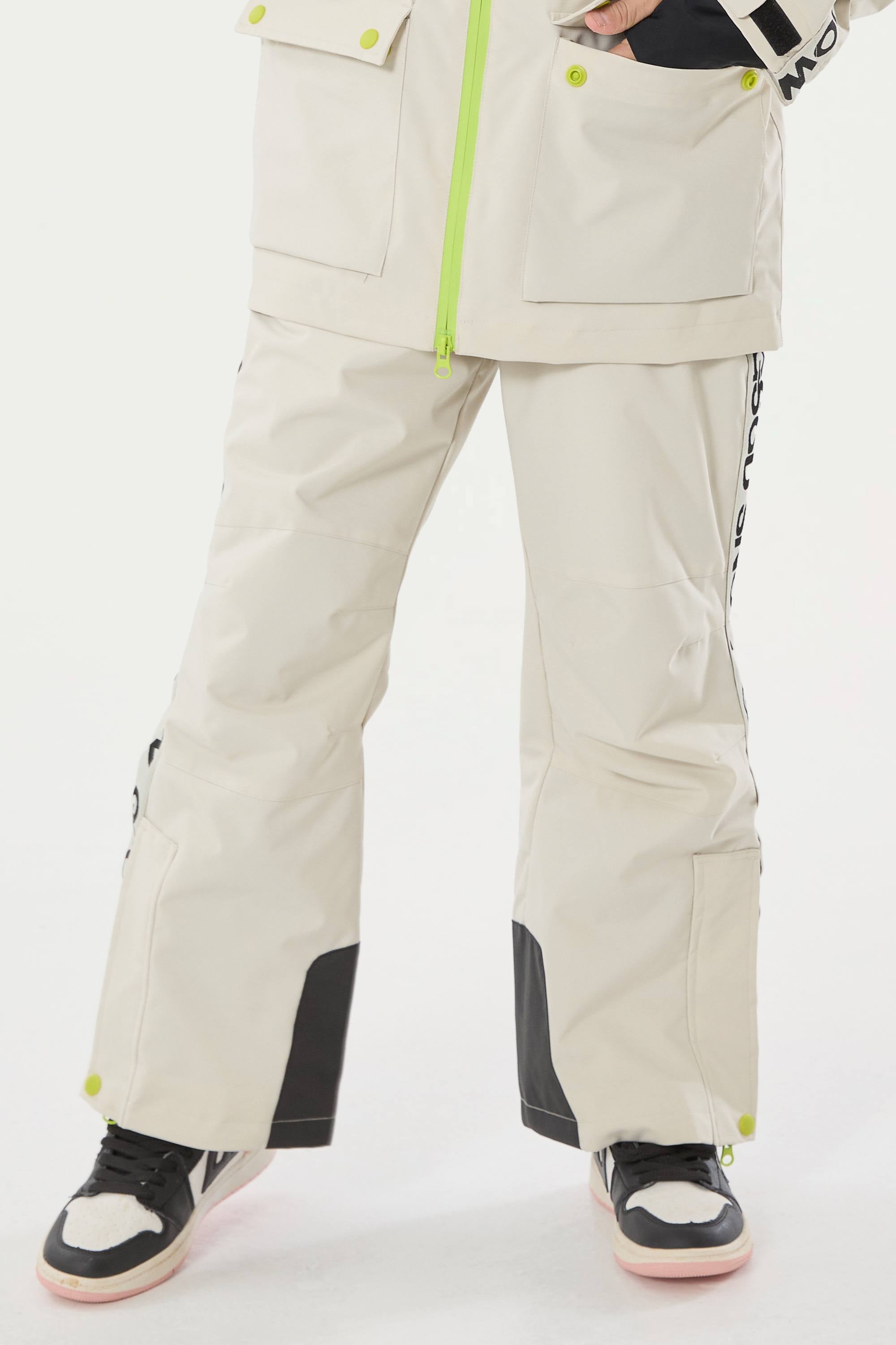 Off White Insulated Ski Pants With Suspenders Snow Pants Main image