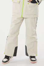 Off White Insulated Ski Pants With Suspenders Snow Pants
