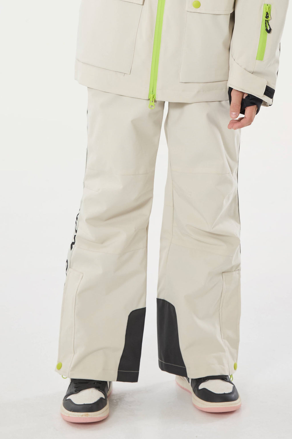 Khaki Insulated Ski Pants With Suspenders Snow Pants