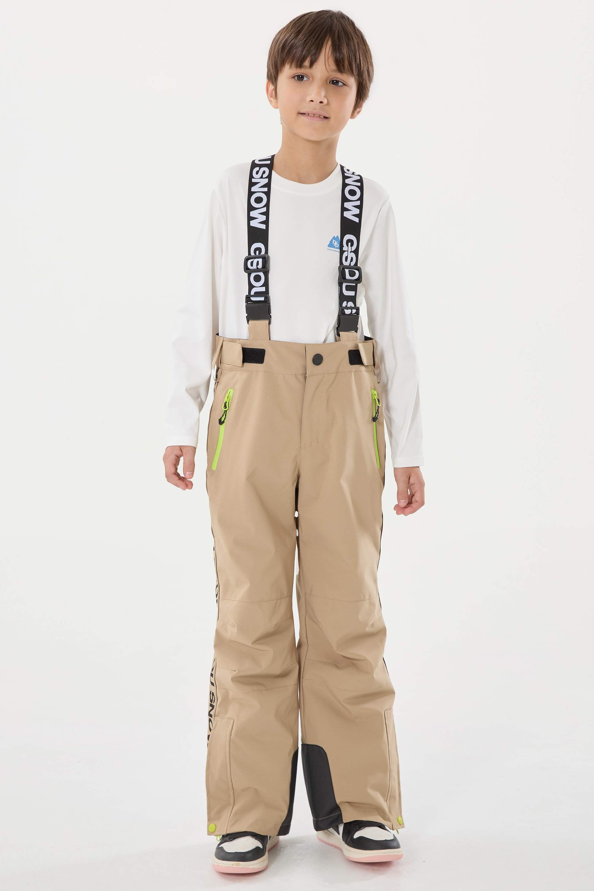 Army Green Insulated Ski Pants With Suspenders Snow Pants
