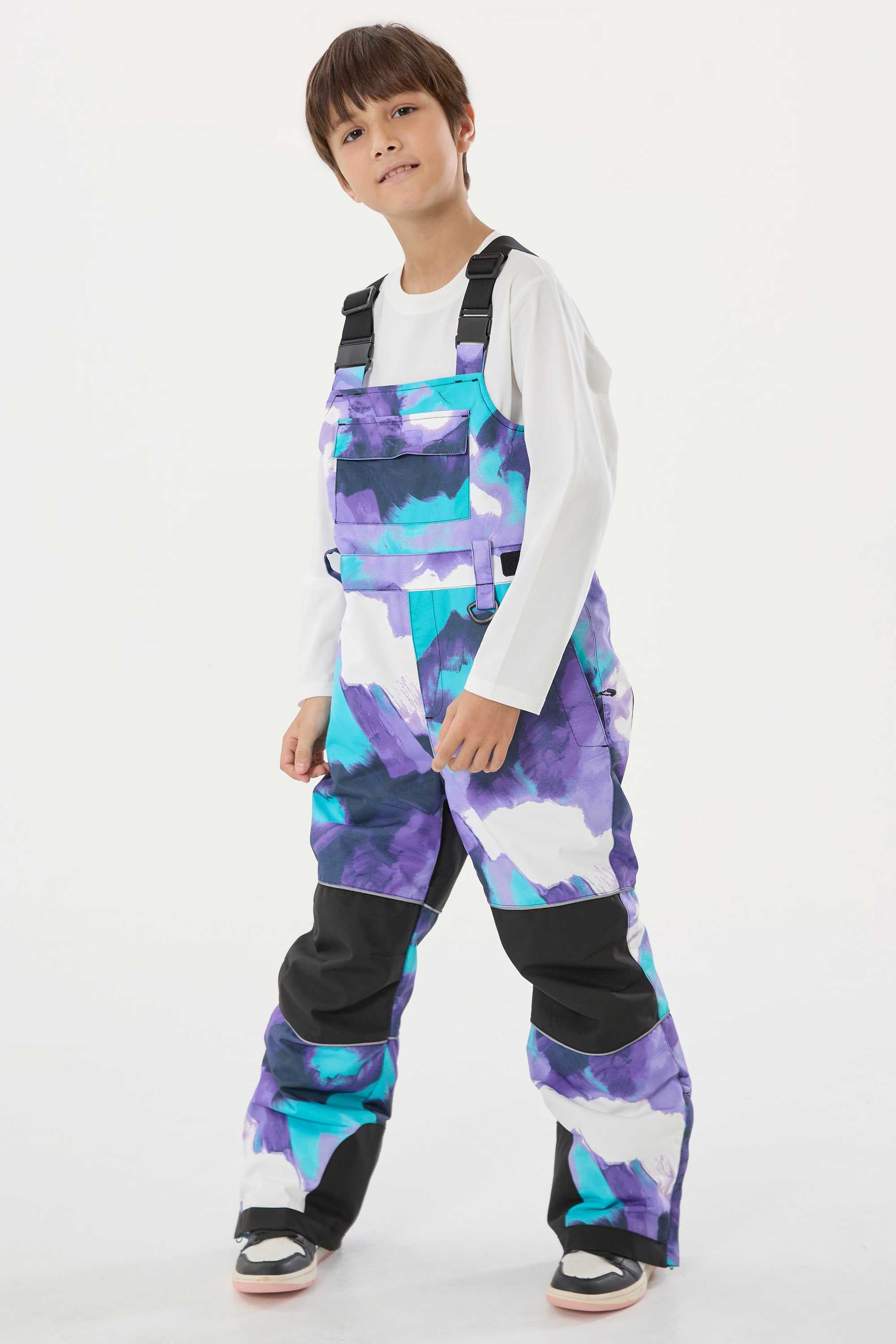 Navy Blue Reflective Workwear Ski Bibs Durable Snow Bibs