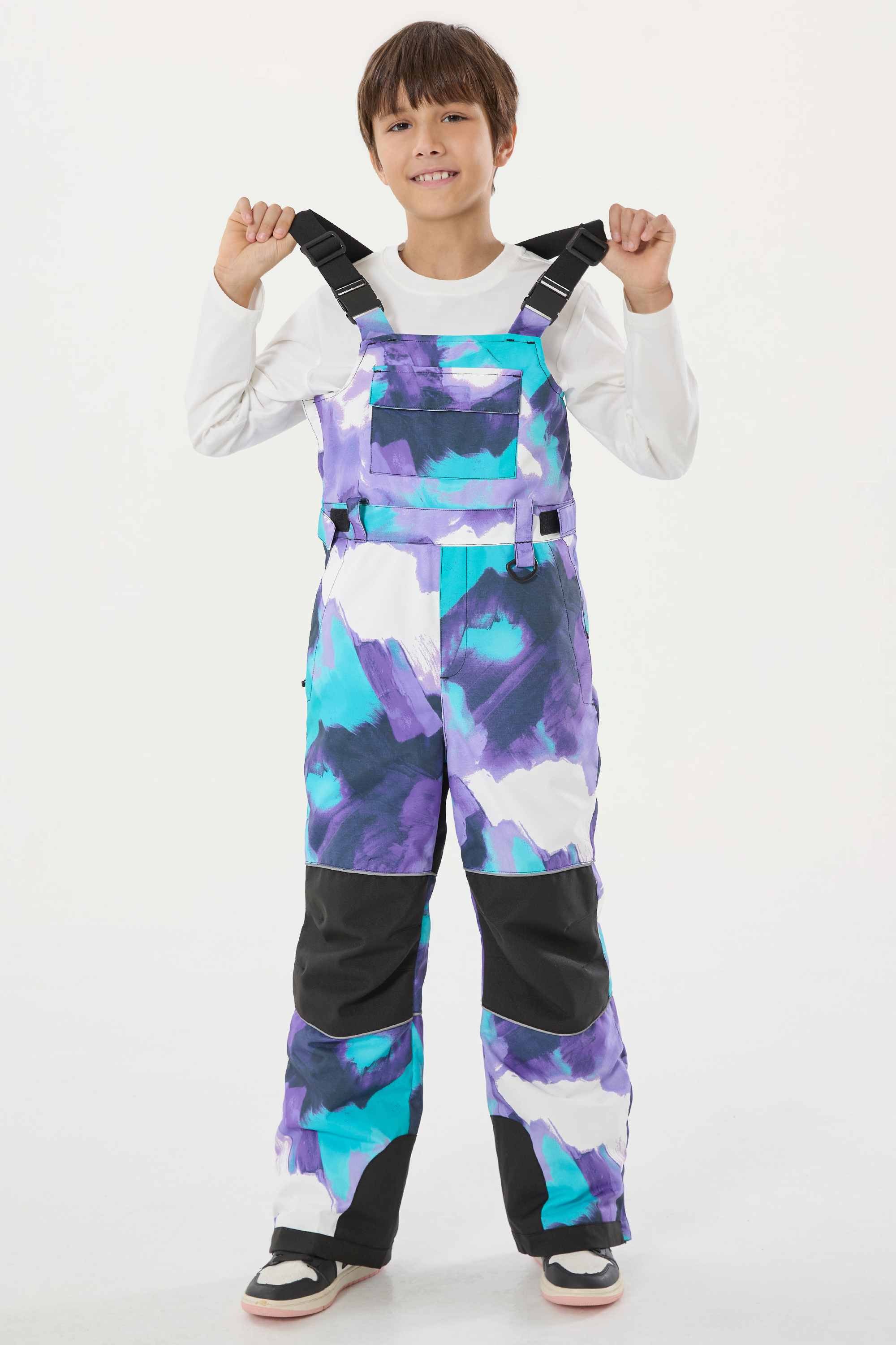 Off White Reflective Workwear Ski Bibs Durable Snow Bibs
