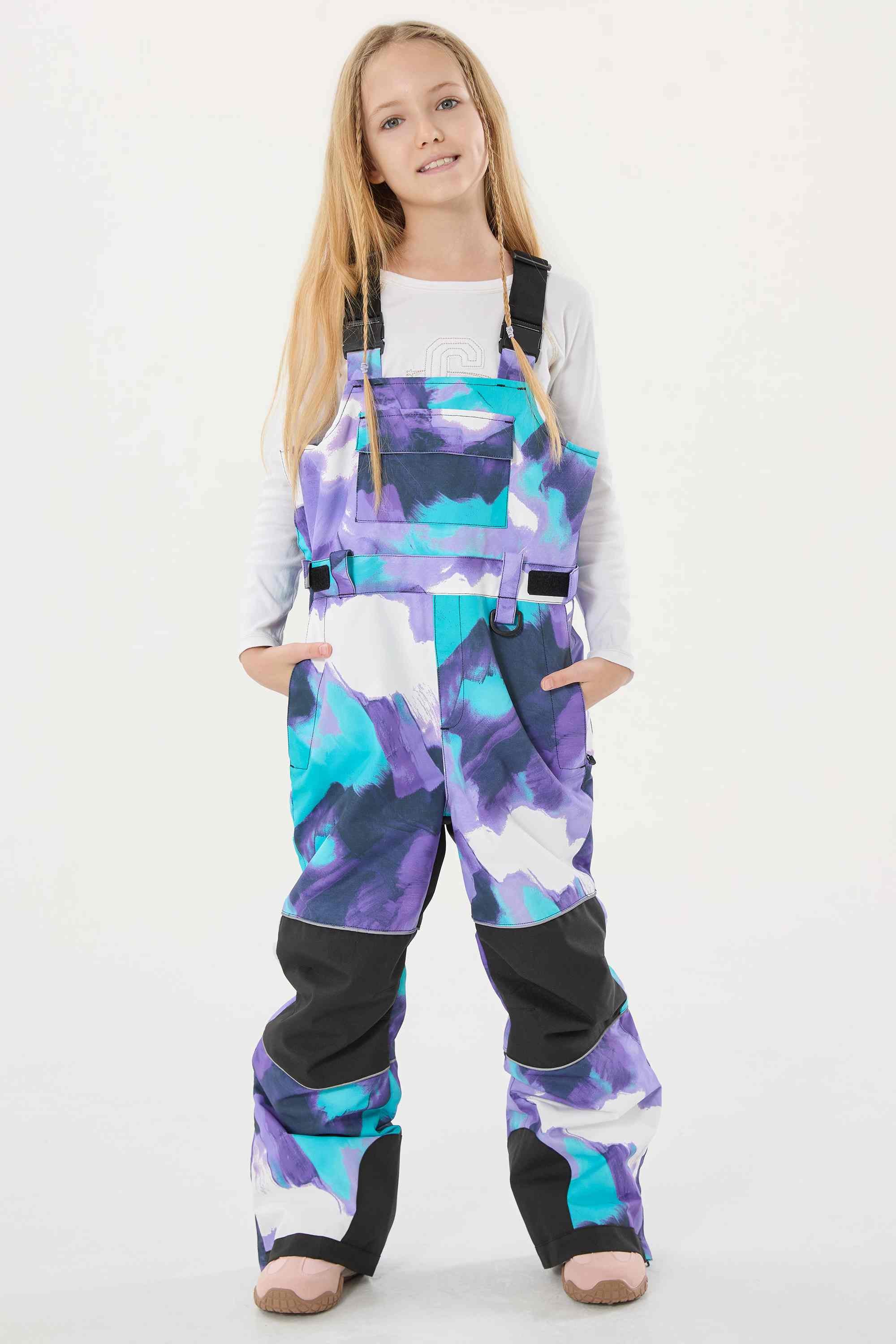 Blue Tie-dye Reflective Workwear Ski Bibs Durable Snow Bibs