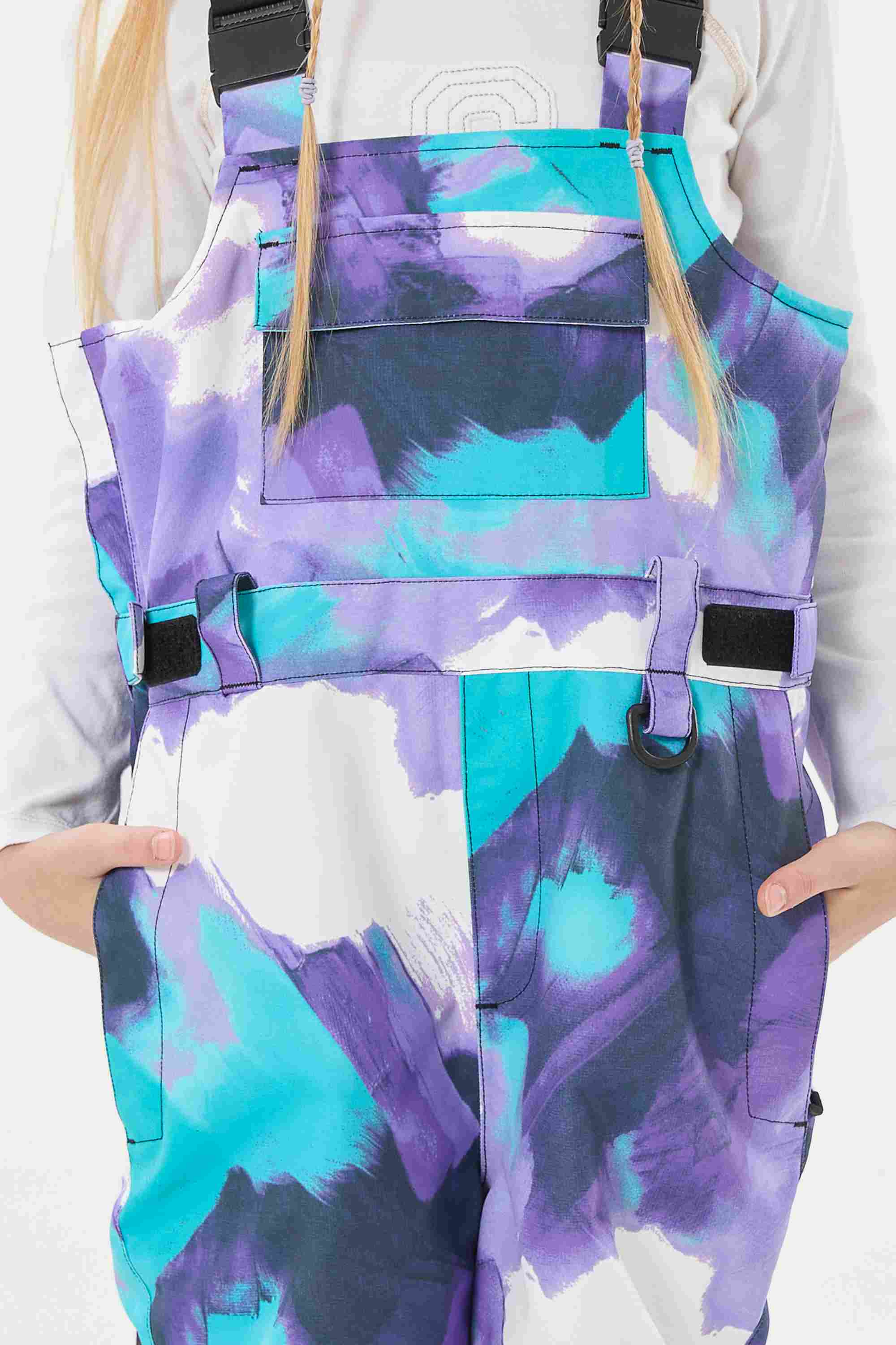 Purple Tie-dye Reflective Workwear Ski Bibs Durable Snow Bibs Secondary image