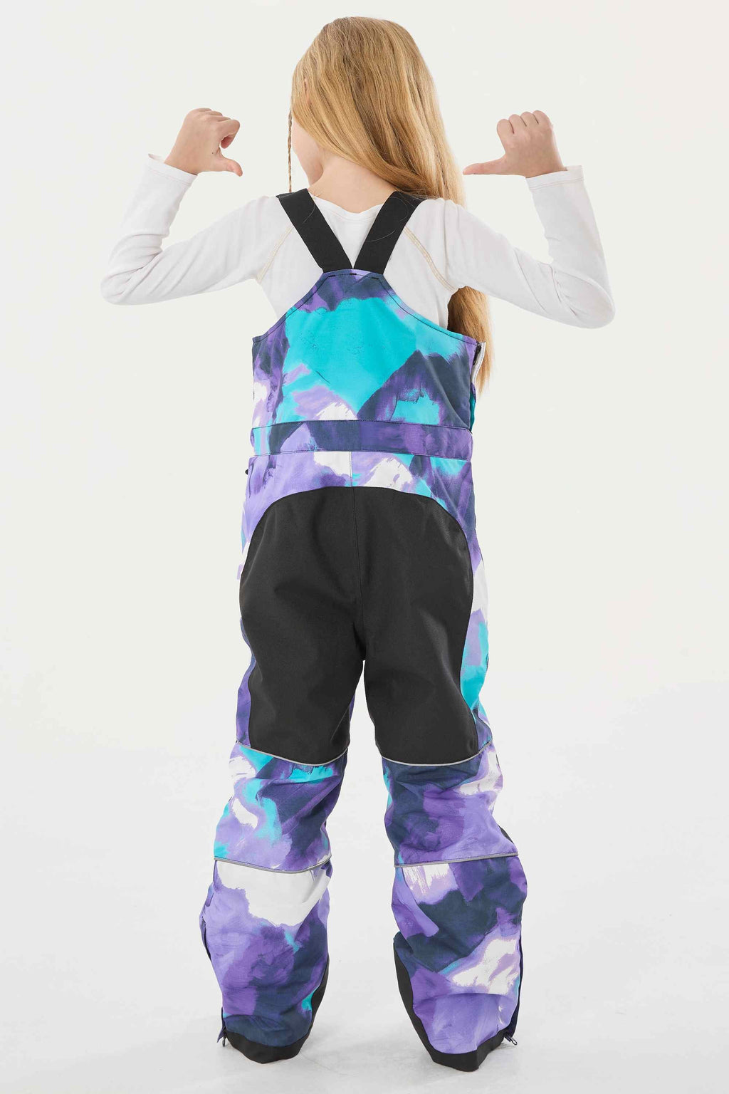 Purple Tie-dye Reflective Workwear Ski Bibs Durable Snow Bibs