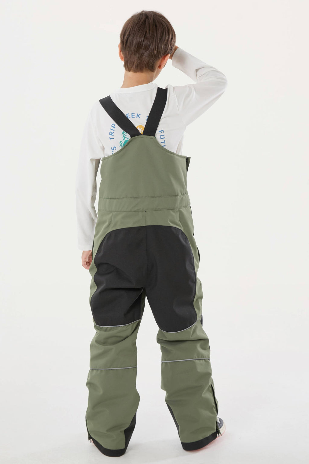 Army Green Reflective Workwear Ski Bibs Durable Snow Bibs