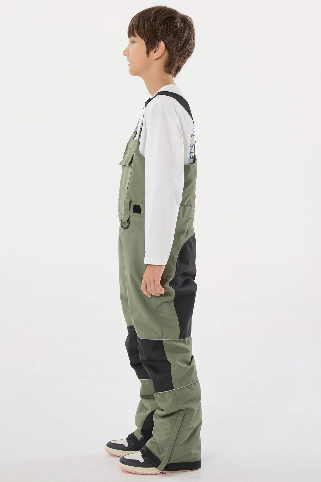Army Green Reflective Workwear Ski Bibs Durable Snow Bibs