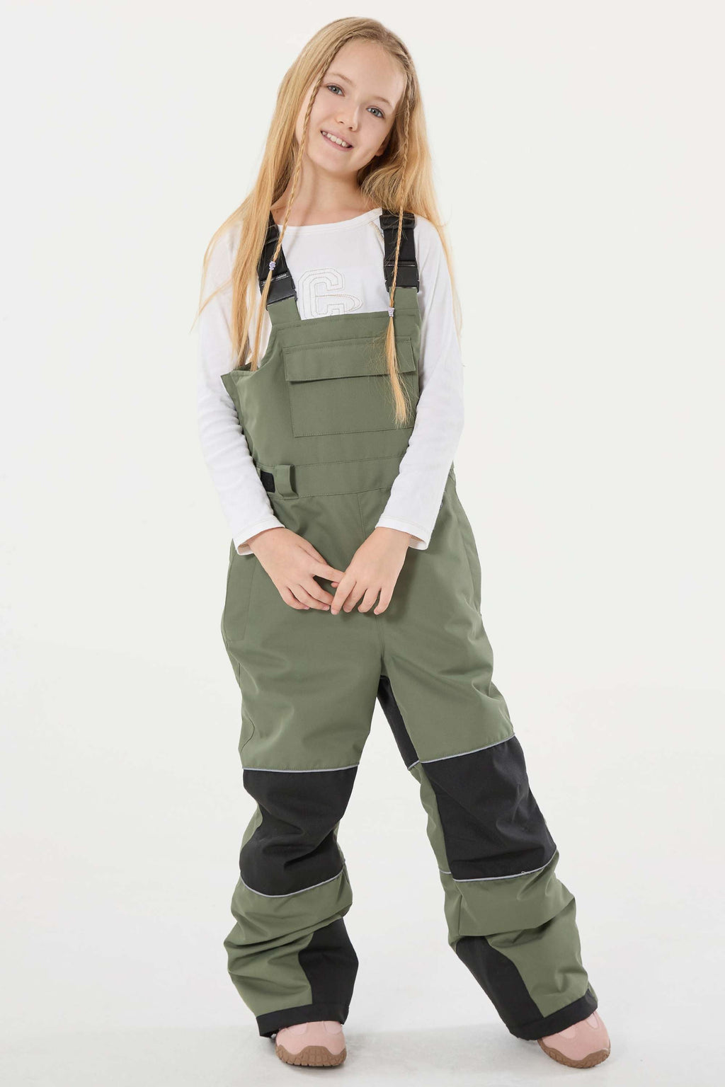 Off White Reflective Workwear Ski Bibs Durable Snow Bibs