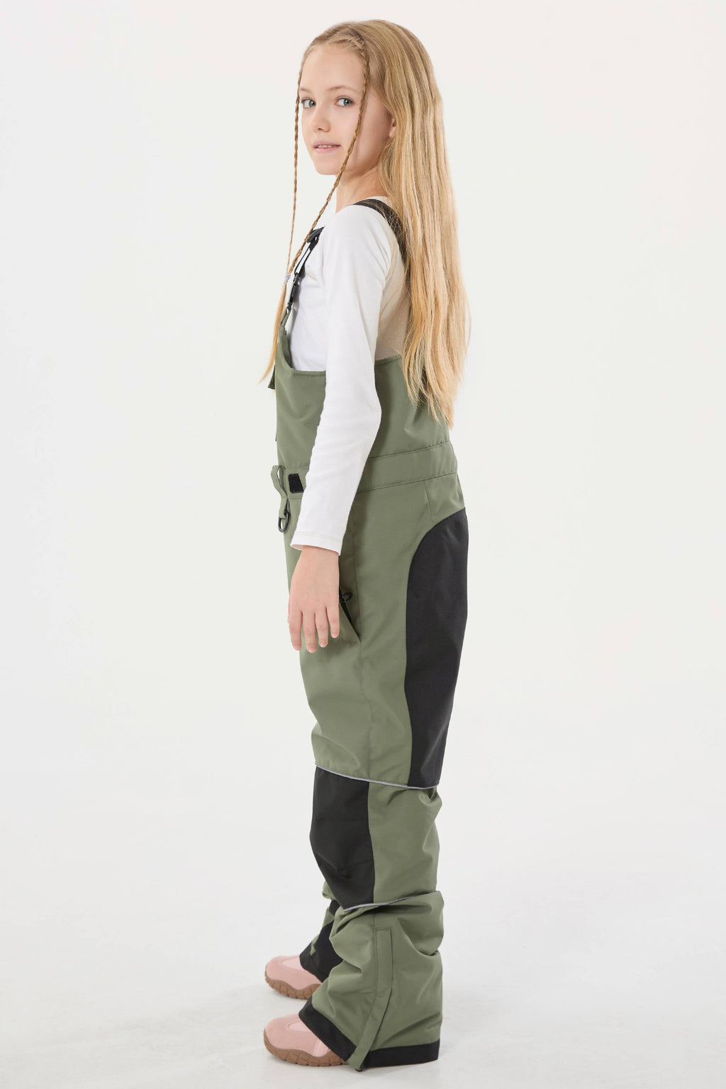 Army Green Reflective Workwear Ski Bibs Durable Snow Bibs