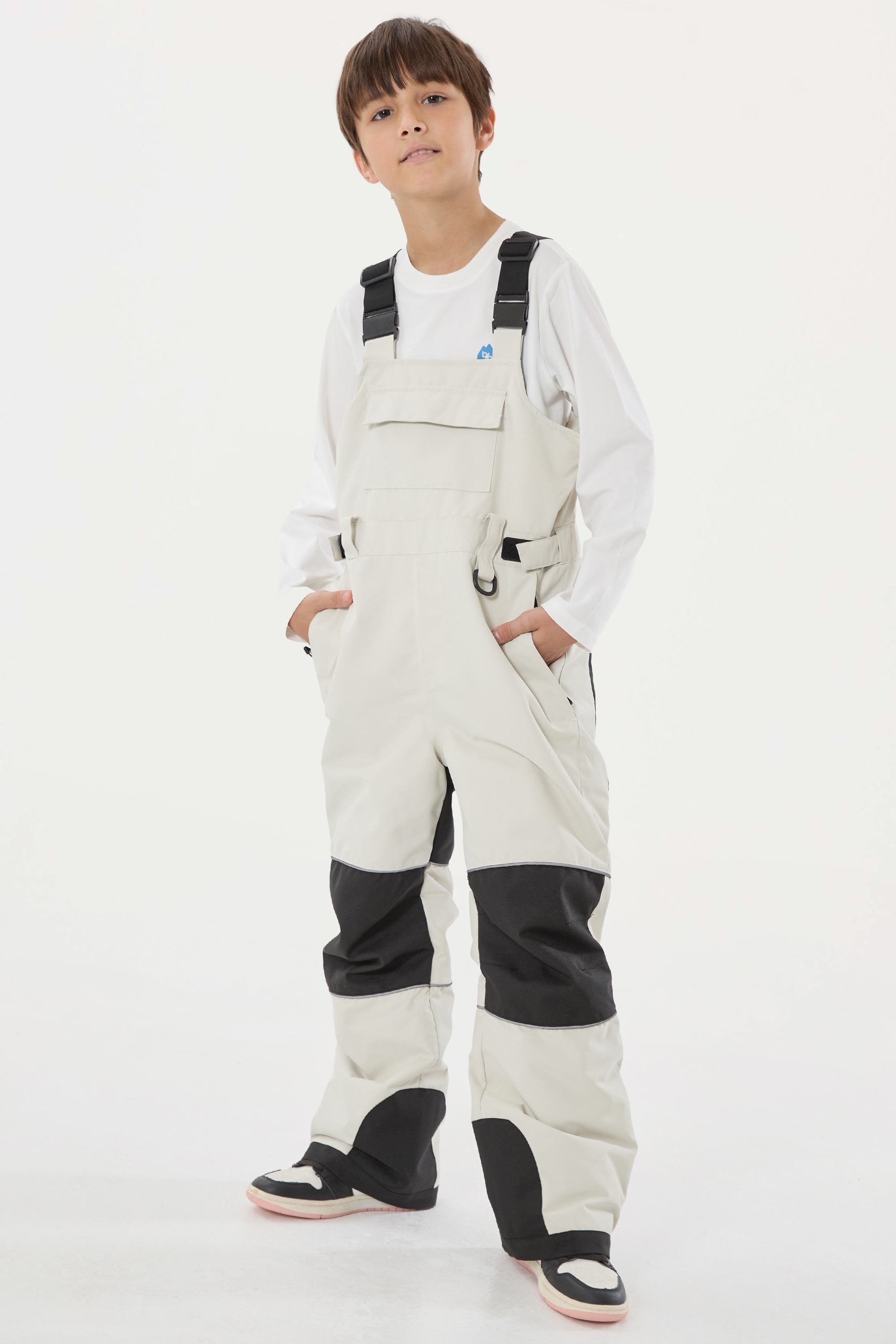 Khaki Reflective Workwear Ski Bibs Durable Snow Bibs
