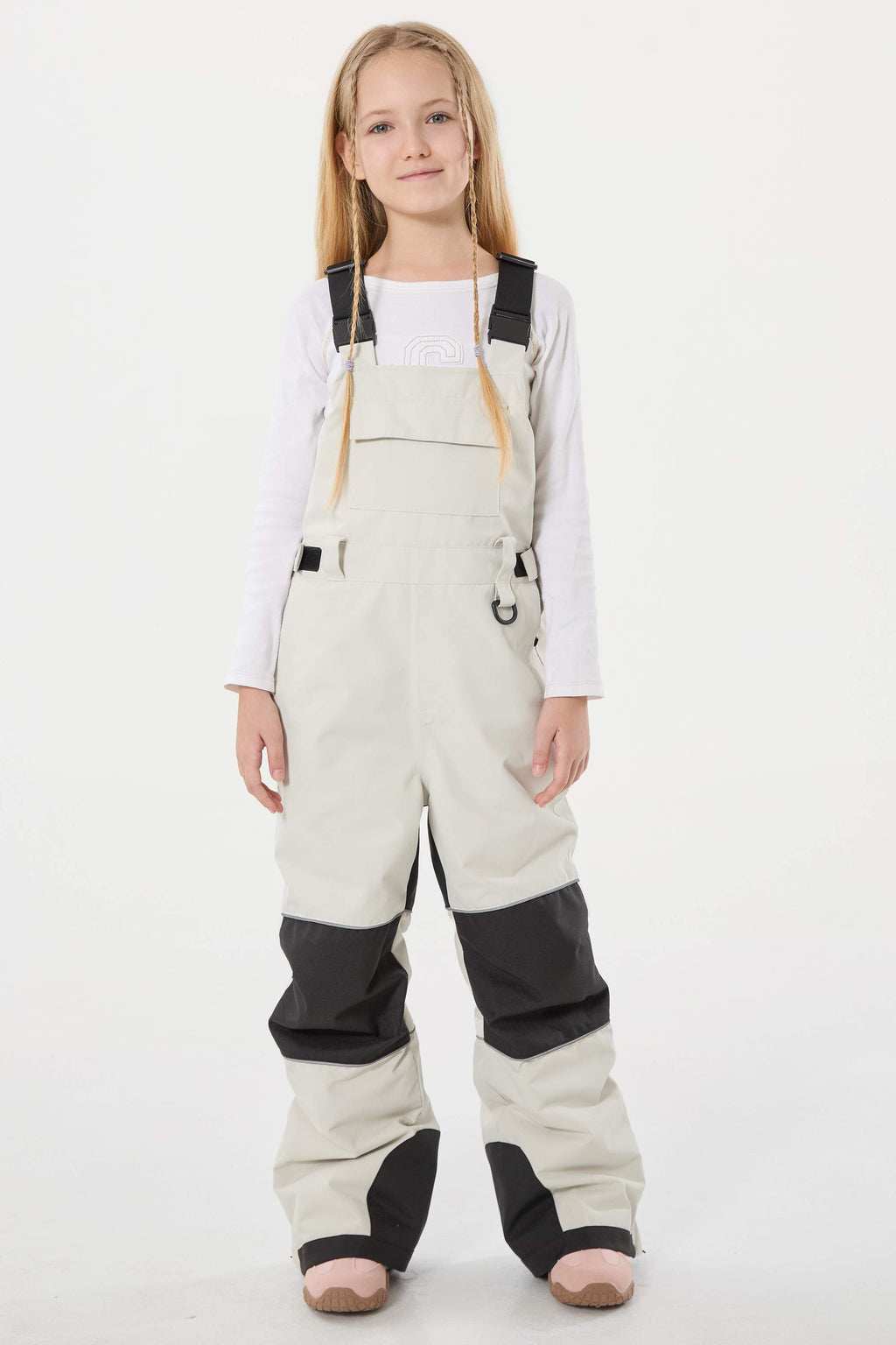 Off White Reflective Workwear Ski Bibs Durable Snow Bibs