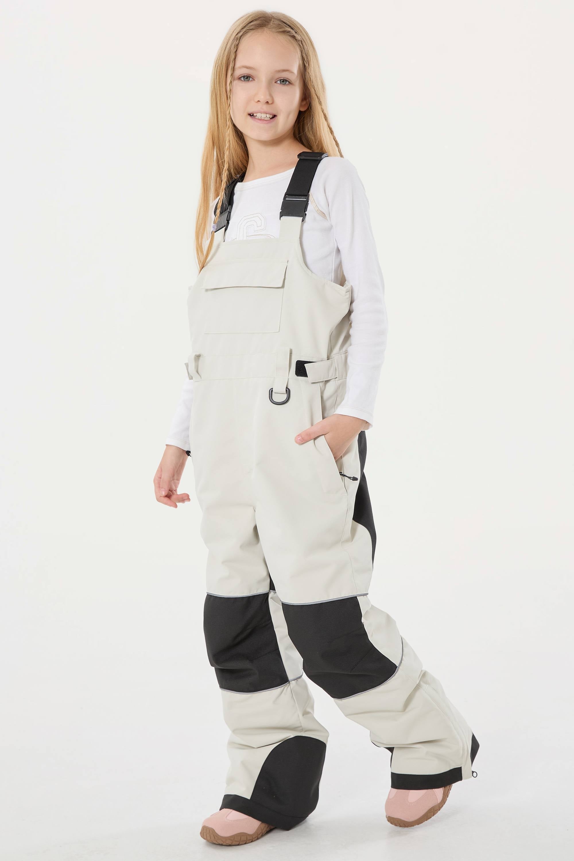 Girls’ Navy Blue Reflective Durable Snow Bibs Workwear Ski Bibs - Gsou Snow