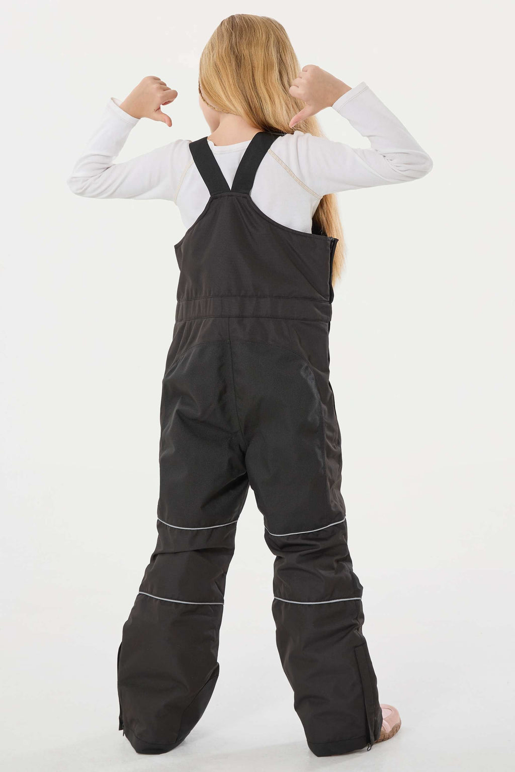 Black Reflective Workwear Ski Bibs Durable Snow Bibs