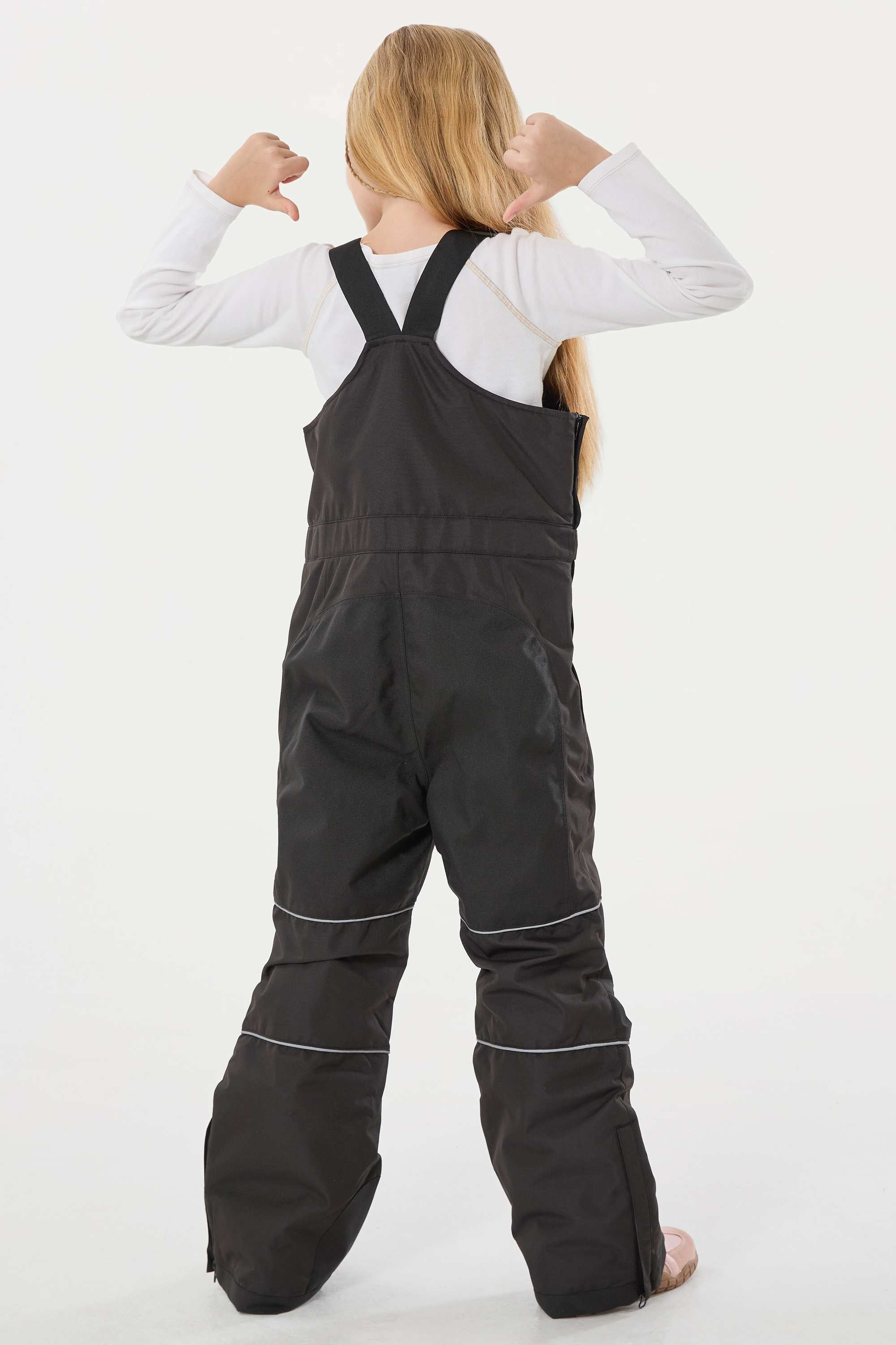 Black Reflective Workwear Ski Bibs Durable Snow Bibs