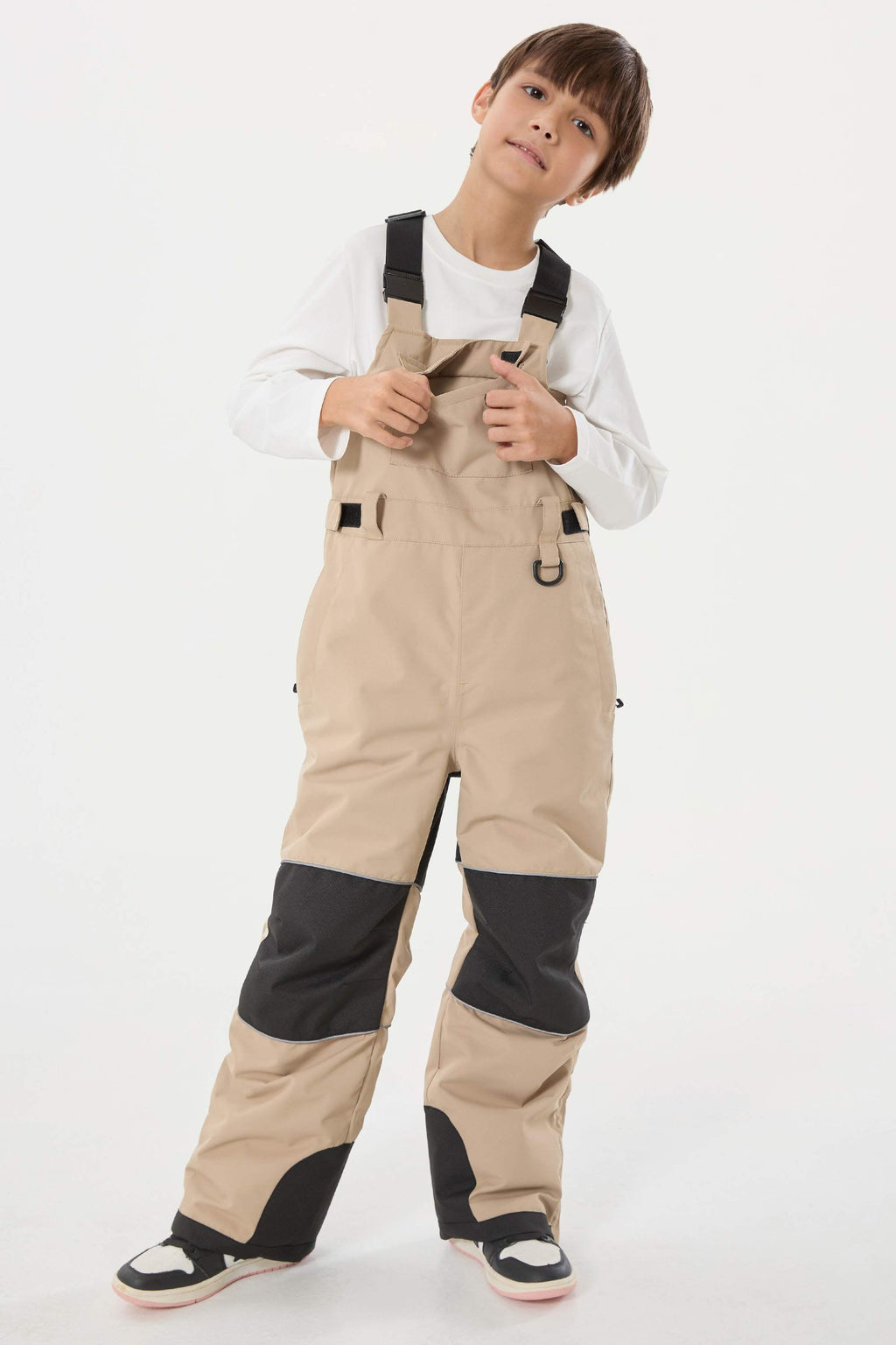 Khaki Reflective Workwear Ski Bibs Durable Snow Bibs
