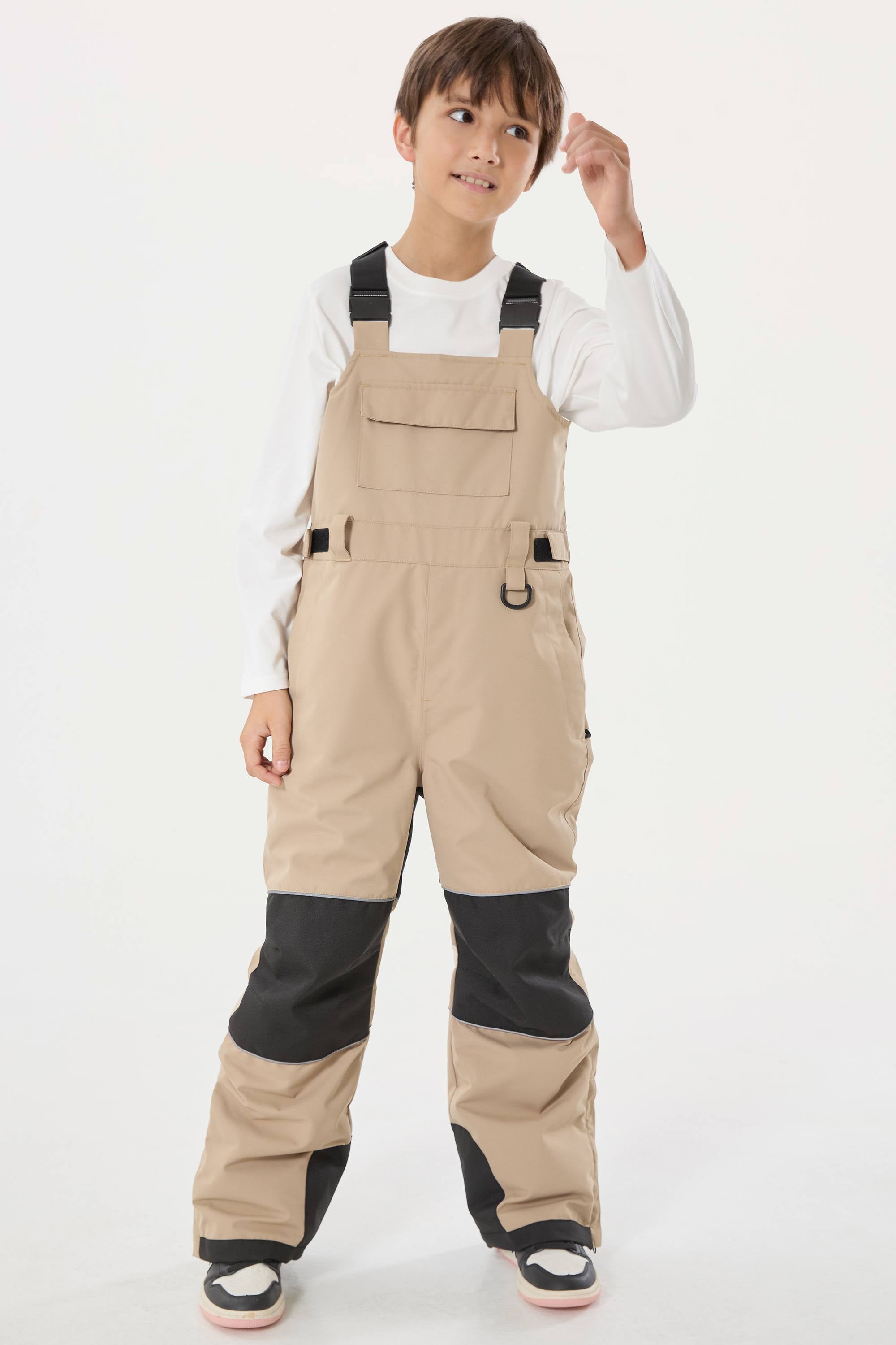 Boys’ Navy Blue Reflective Durable Snow Bibs Workwear Ski Bibs - Gsou Snow