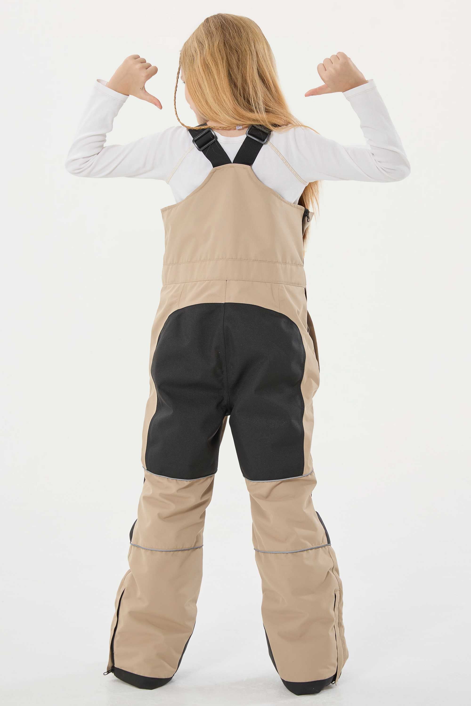 Off White Reflective Workwear Ski Bibs Durable Snow Bibs