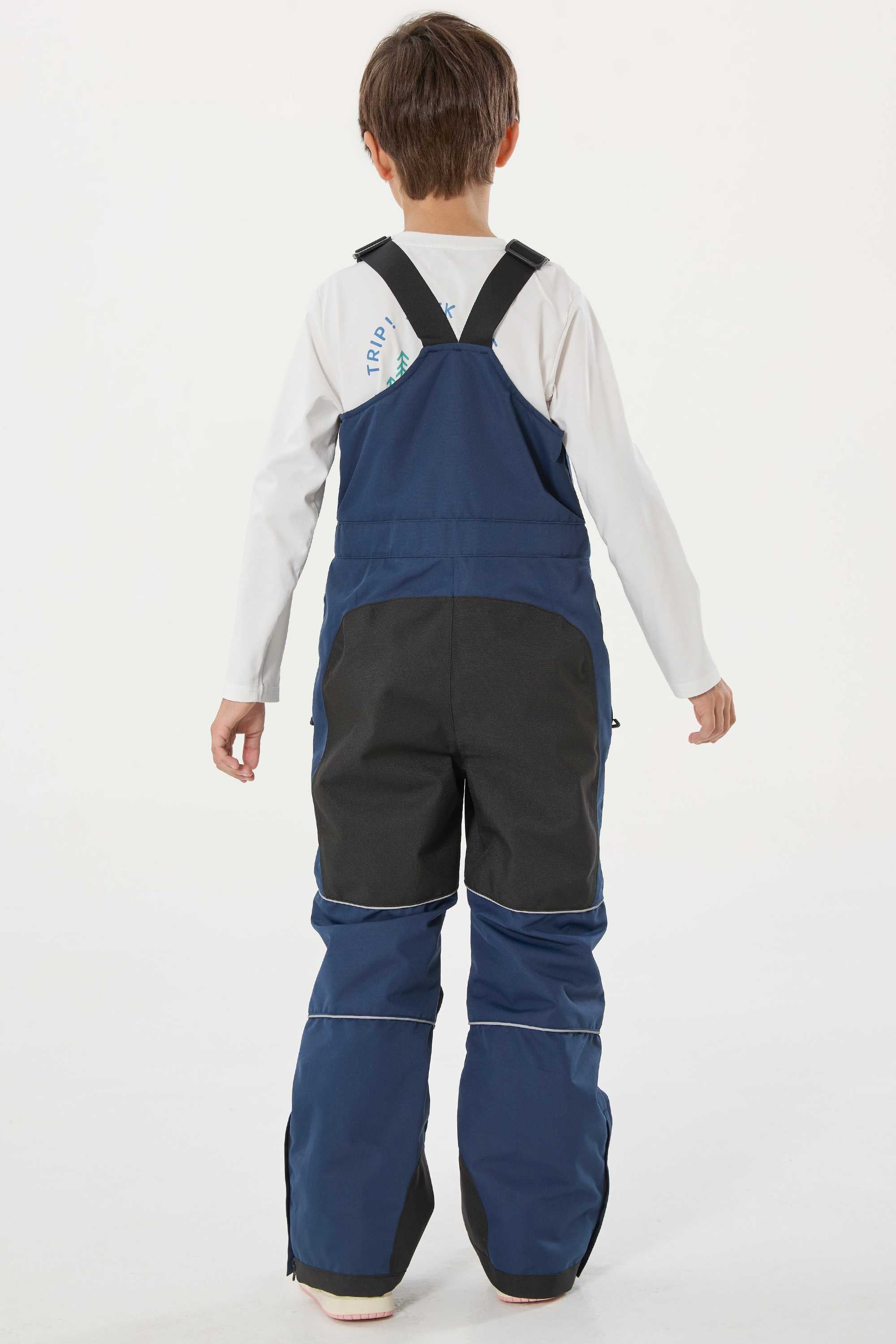 Navy Blue Reflective Workwear Ski Bibs Durable Snow Bibs