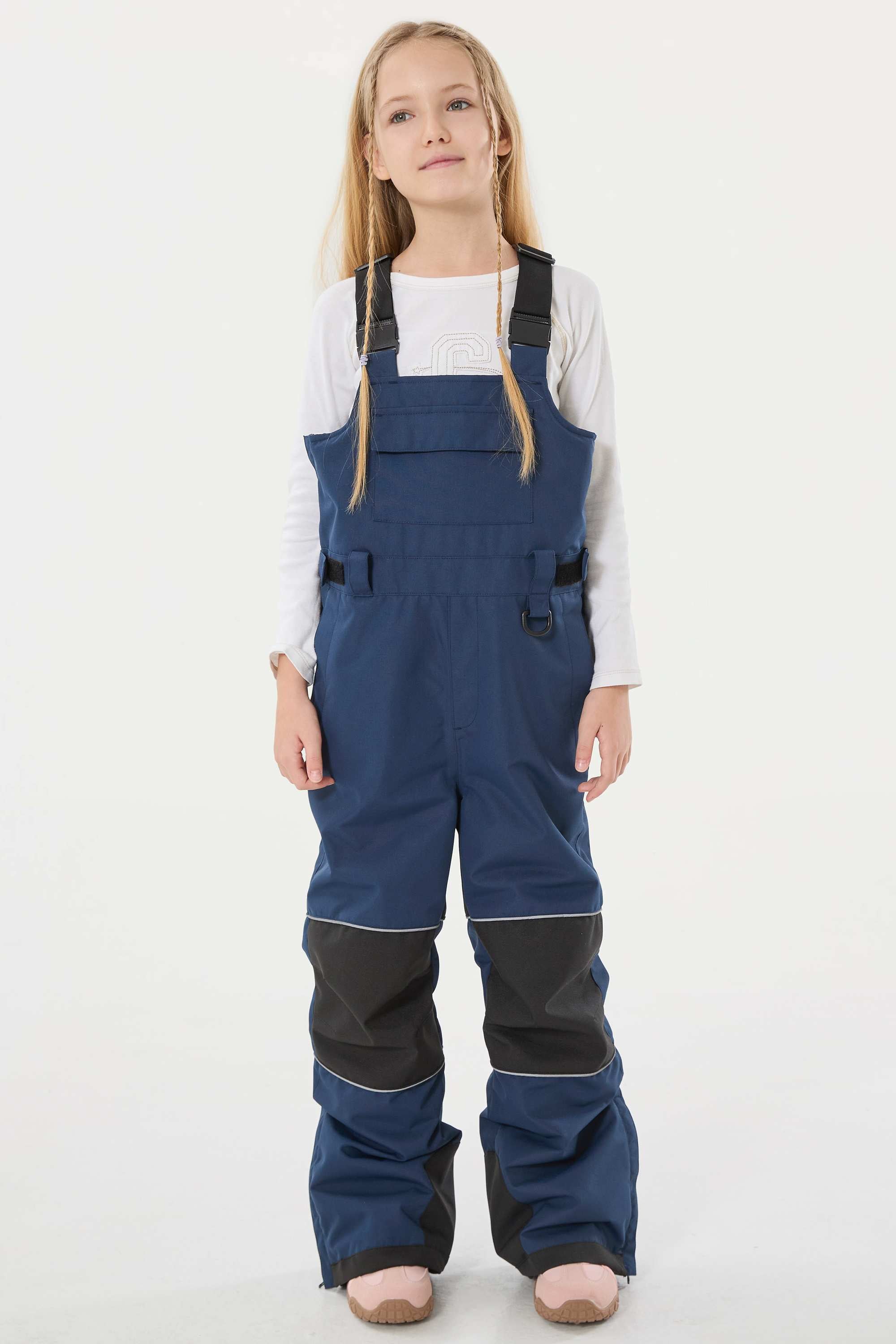 Girls’ Khaki Reflective Durable Snow Bibs Workwear Ski Bibs - Gsou Snow