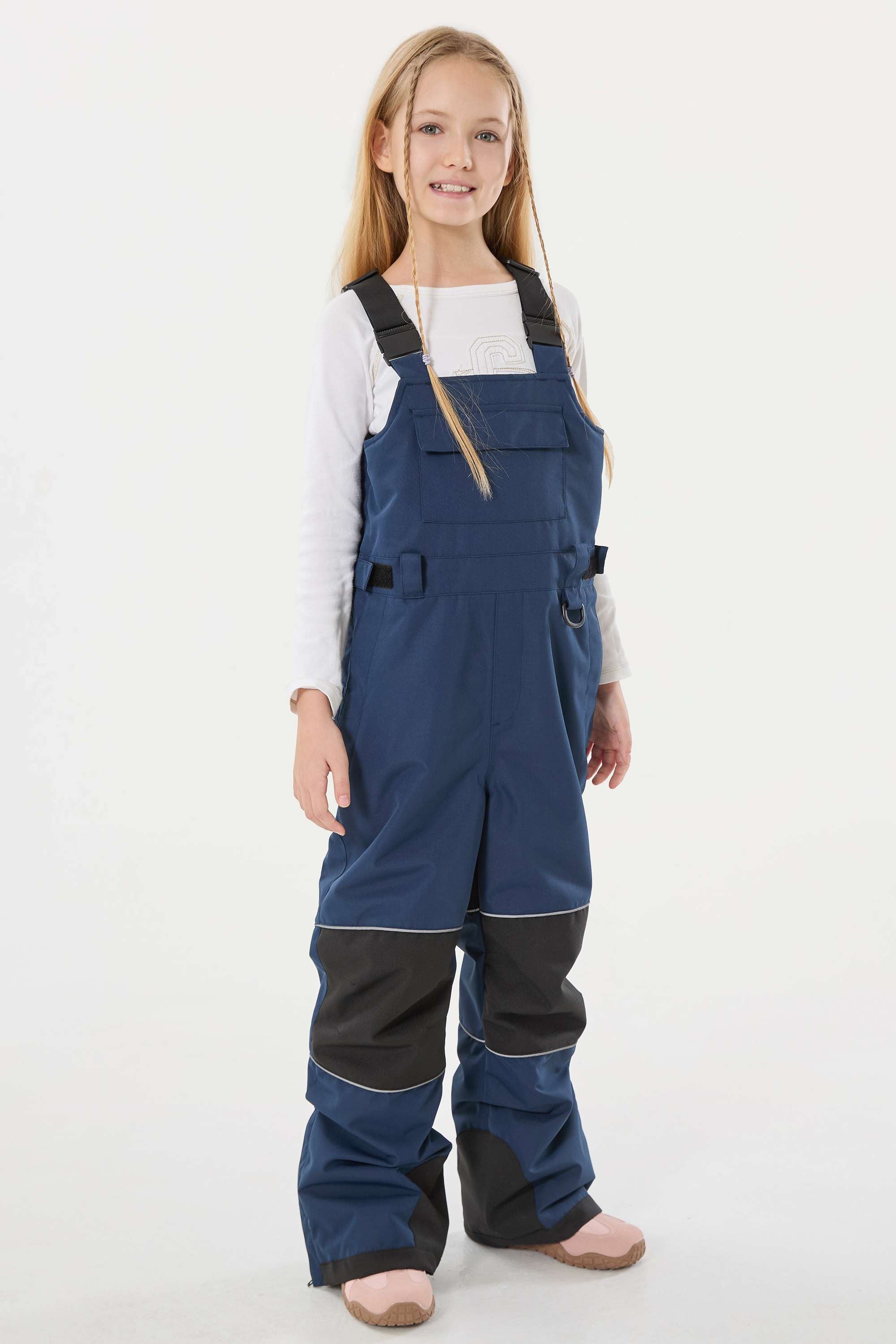 Black Reflective Workwear Ski Bibs Durable Snow Bibs