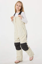 Off White Reflective Waterproof Ski Bibs Durable Snow Bibs