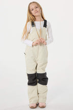 Off White Reflective Waterproof Ski Bibs Durable Snow Bibs