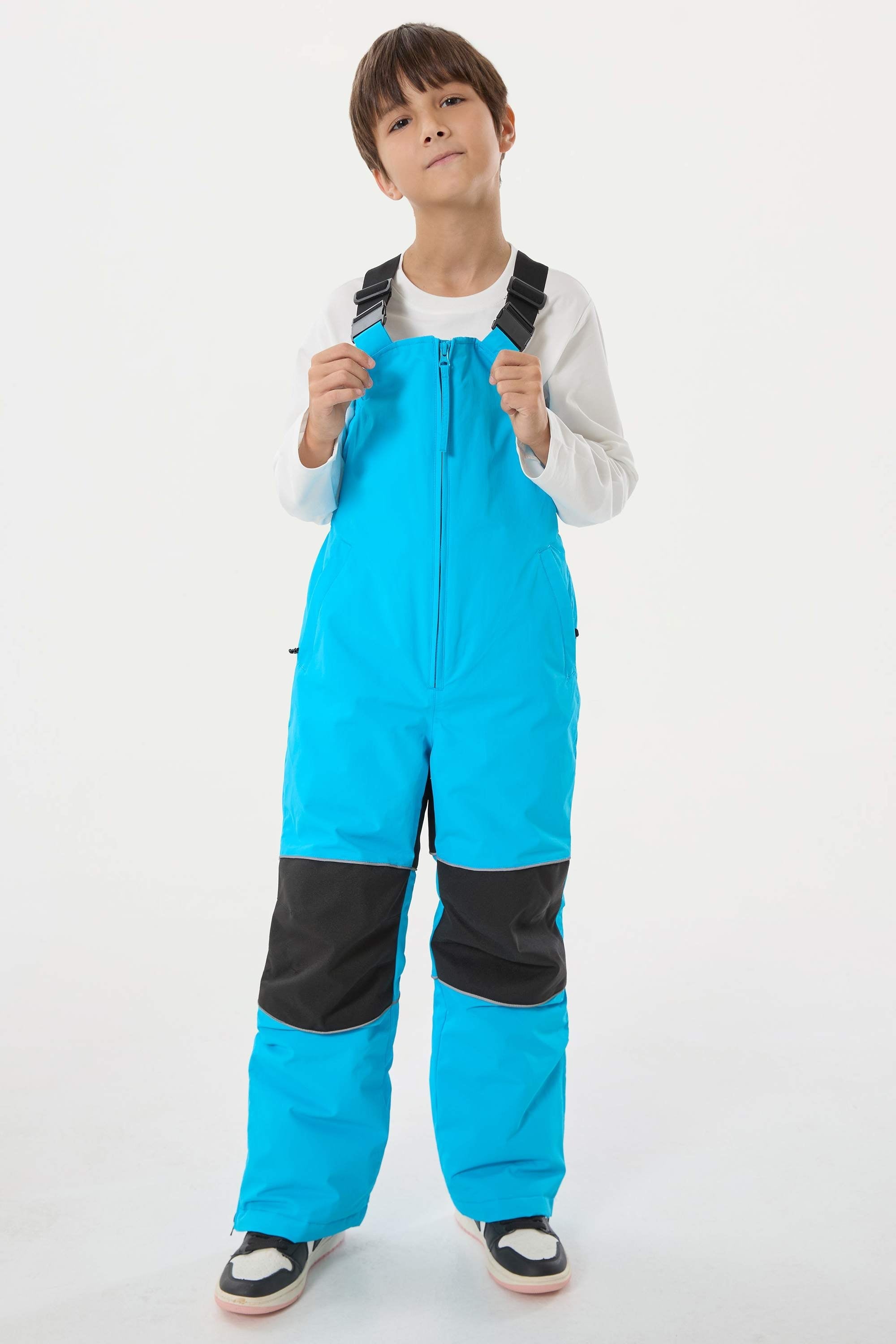 Army Green Reflective Waterproof Ski Bibs Durable Snow Bibs