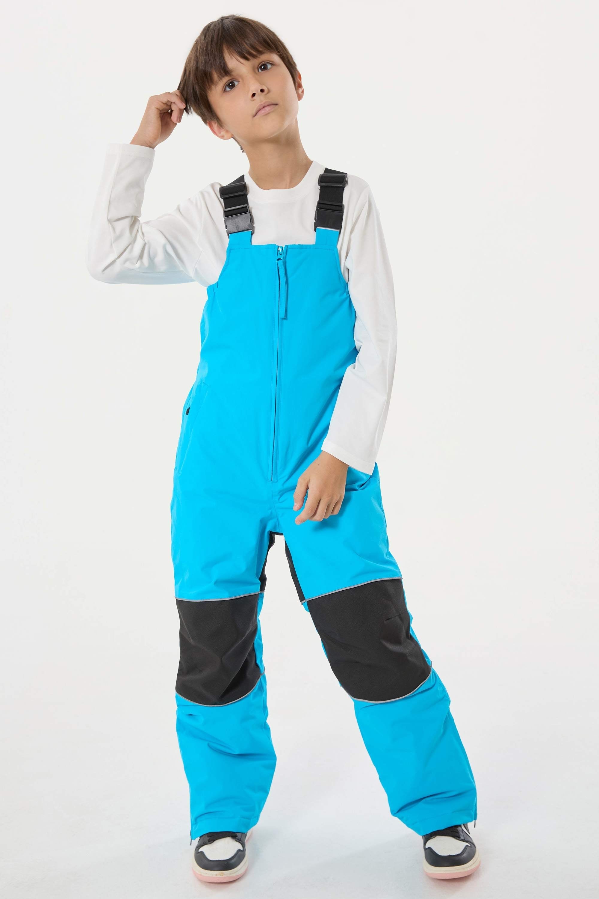 Boys’ Army Green Waterproof Snow Bibs Reflective Durable Ski Bibs - Gsou Snow