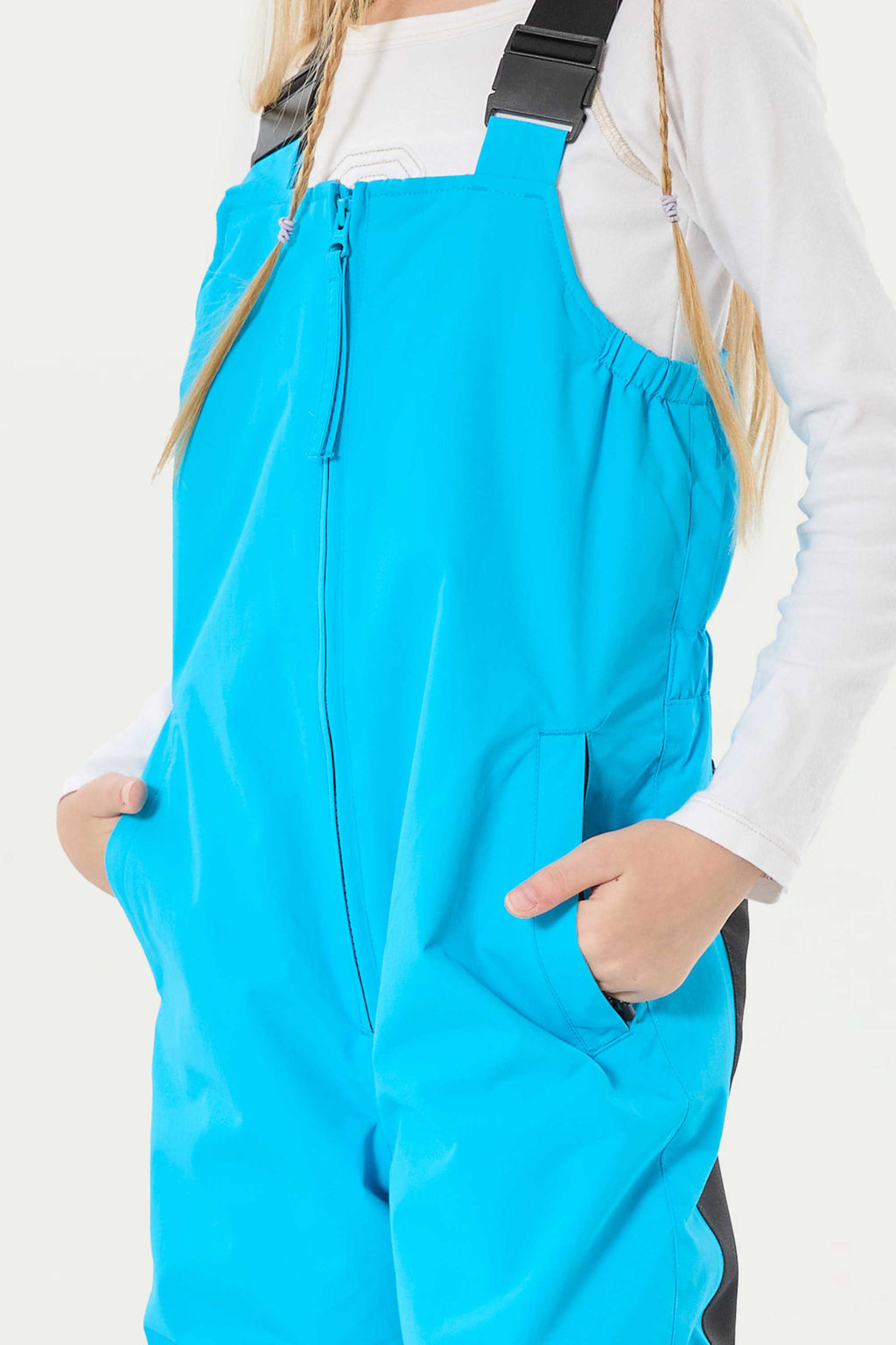 Sky Blue Reflective Waterproof Ski Bibs Durable Snow Bibs