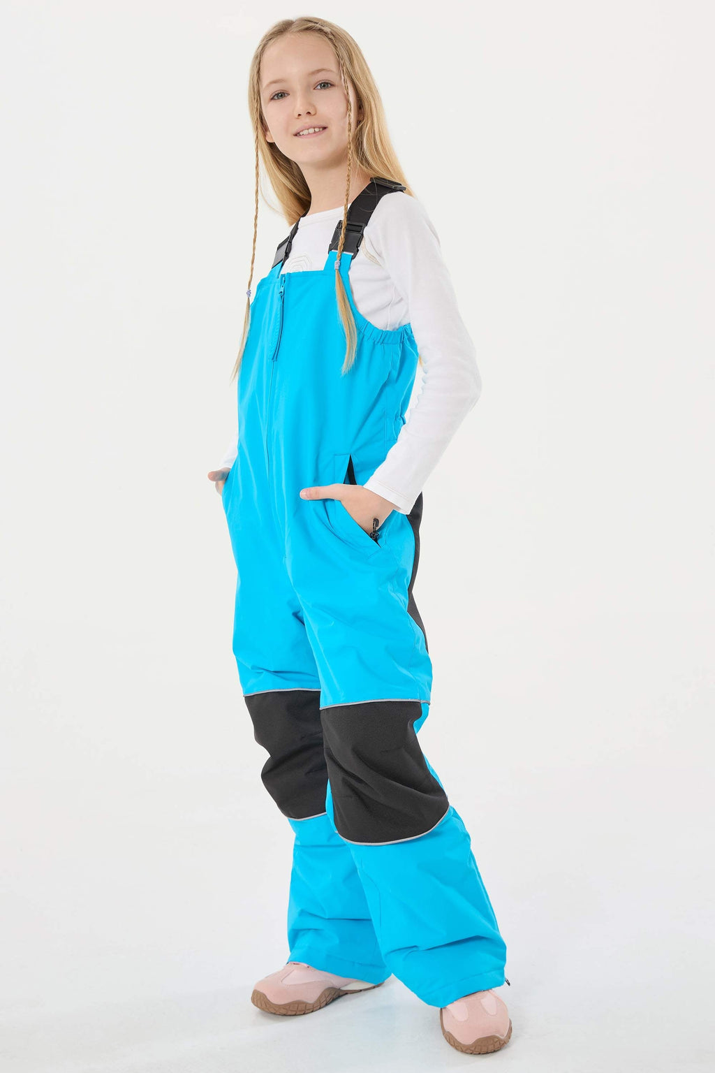 Off White Reflective Waterproof Ski Bibs Durable Snow Bibs