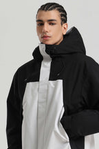Men's Black & White Insulated Color-block Ski Suit Utility Baggy One-Piece Snowboard Suit - Gsou Snow