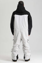 Men's Black & White Insulated Color-block Ski Suit Utility Baggy One-Piece Snowboard Suit - Gsou Snow