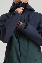 Men's Black & Green Insulated Color-block Ski Suit Utility Baggy One-Piece Snowboard Suit - Gsou Snow