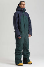 Men's Black & Green Insulated Color-block Ski Suit Utility Baggy One-Piece Snowboard Suit - Gsou Snow