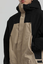 Men's Black & White Insulated Color-block Ski Suit Utility Baggy One-Piece Snowboard Suit - Gsou Snow