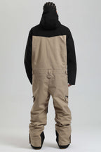 Men's Black & Khaki Insulated Color-block Ski Suit Utility Baggy One-Piece Snowboard Suit - Gsou Snow