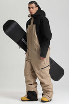Men's Black & Green Insulated Color-block Ski Suit Utility Baggy One-Piece Snowboard Suit - Gsou Snow