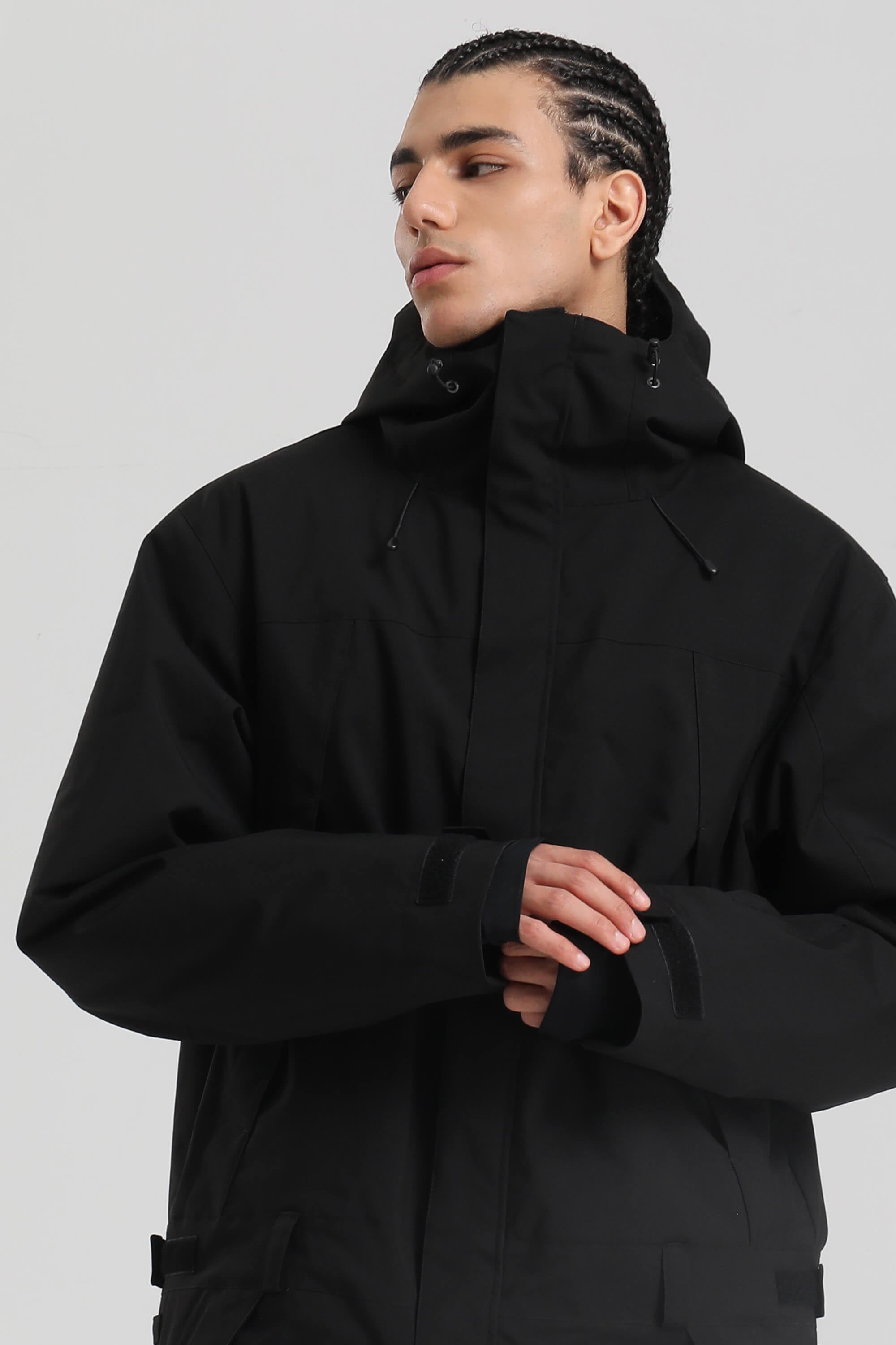 Men's Black Insulated Color-block Ski Suit Utility Baggy One-Piece Snowboard Suit - Gsou Snow